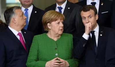 La canciller alemana, Angela Merkel y el presidente de Francia, Emmanuel Macron