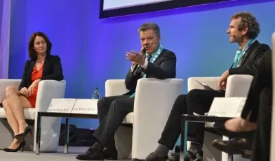 Presidente Santos en un panel sobre la paz de Colombia en Münster, Alemania.