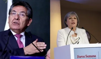 El Fiscal Néstor Humberto Martínez y la presidenta de la JEP, Patricia Linares.
