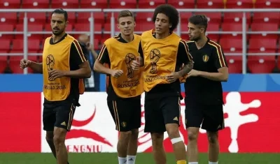 Jugadores de Bélgica durante un entrenamiento. 