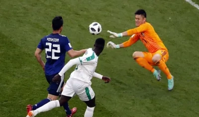 Acción del duelo entre Japón y Senegal. 