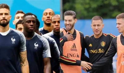 Jugadores franceses y los de Bélgica. 
