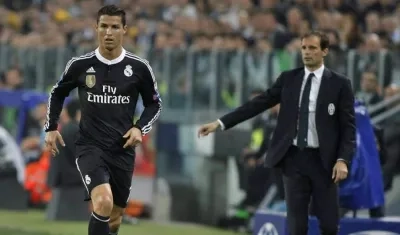 Cristiano Ronaldo y Massimiliano Allegri, en uno de los enfrentamientos entre el Real Madrid y Juventus.