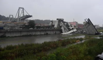 Viaducto que se cayó en Génova.