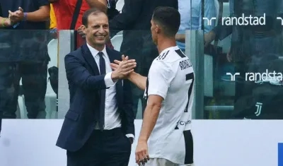 Massimiliano Allegri y Cristiano Ronaldo.