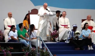 El Papa Francisco durante la ceremonia en Panamá.