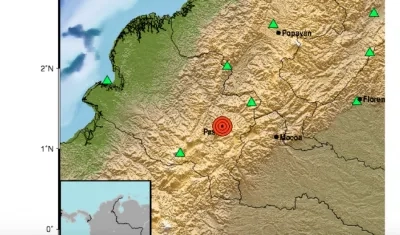 Mapa del epicentro del sismo.