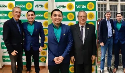 Andrés Rengifo con los directivos de Alianza Verde, Antonio Navarro, Iván Name y Jaime Navarro.