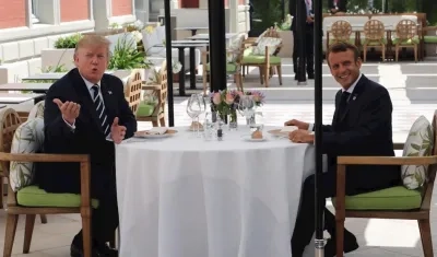 Donald Trump y Emmanuel Macron se reunieron este sábado antes del inicio del G7.