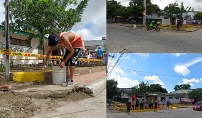 Momentos de la remodelación en los alrededores de la Registraduría Auxiliar Número 3, en Simón Bolívar.