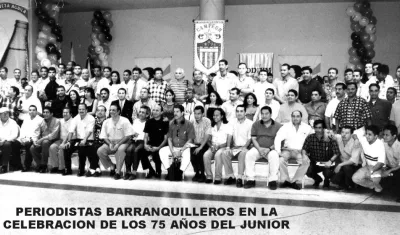 Periodistas deportivos en la celebración de los 75 años de Junior.