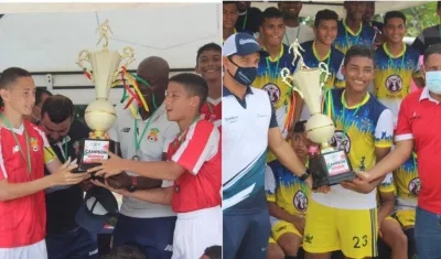 Barranquilla FC, campeón de la categoría 2010, y Pacho Meza, elenco campeón de la categoría 2006.