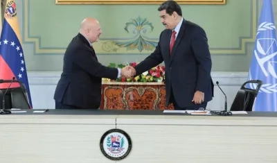 Fiscal de la CPI Karim Khan y Nicolás Maduro.