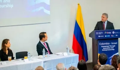 Iván Duque, presidente de Colombia, en el lanzamiento de la oficina de Colombia en Jerusalén.