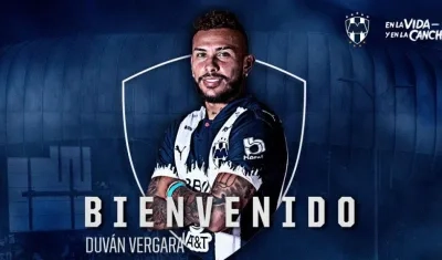 Duván Vergara fue anunciado por el Monterrey. 
