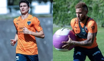 Stefan Medina y Duván Vergara, jugadores de Monterrey. 