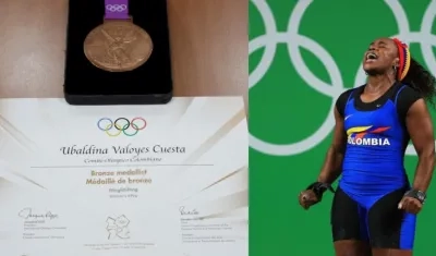 Medalla y diploma de Ubaldina Valoyes. 