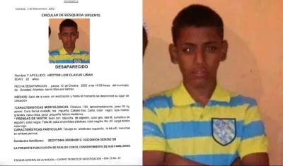  Héctor Luis Clavijo Liñán, de 22 años, desaparecido. 