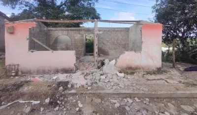 Casa destruida por los deslizamientos en Piojó.