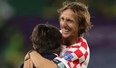 Luka Modric celebra la clasificación a semifinales de Croacia.
