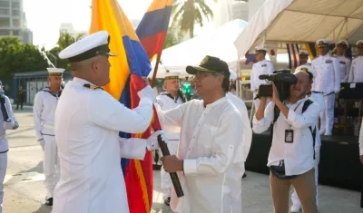 El presidente Petro en la ceremonia de este jueves en Cartagena.