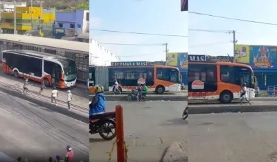Los buses de Transcaribe fueron los más afectados durante el paro de mototaxistas. 