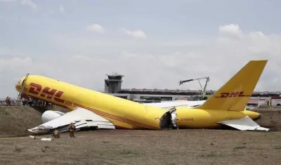 Avión de DHL accidentado en Costa Rica.