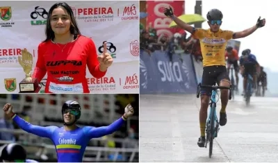 Sharid Fayad, Cristian Ortega y Nelson Soto, talentos barranquilleros en el ciclismo. 