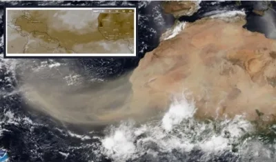 Imagen seguimiento del polvo del Sahara. GEOS-5. 