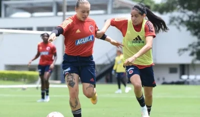 Jugadoras de Colombia durante el entrenamiento. 