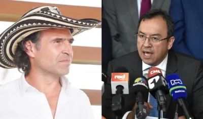 El excandidato presidencial 'Fico' Gutiérrez y el Ministro del Interior, Alfonso Prada.