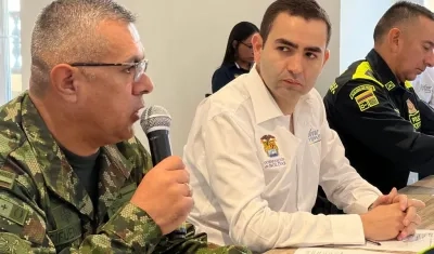 El gobernador de Bolívar, Vicente Blel, en el consejo de seguridad de este martes.