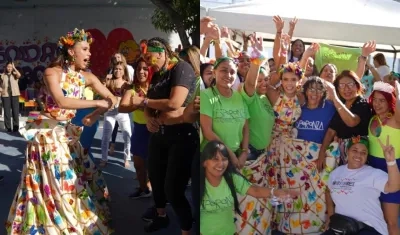 La Reina del Carnaval, Natalia De Castro con las internas de la Cárcel El Buen Pastor. 