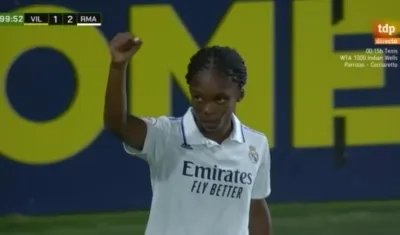 Linda Caicedo celebra el gol que le dio la clasificación al Real Madrid. 