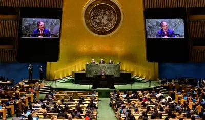 Gustavo Petro en su intervención de este lunes en la ONU. 