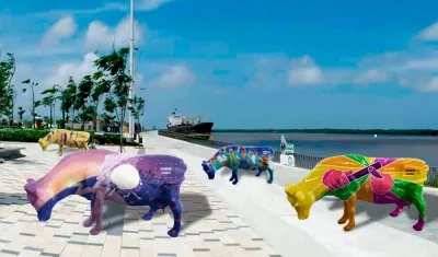 Las 'Vacasquillas', proyecto de la Corporación Luis Eduardo Nieto, que fueron intervenidas por varios artistas por los 210 años de Barranquilla