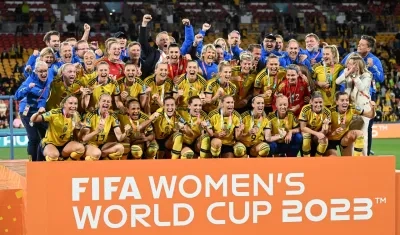 Las jugadoras suecas tras obtener el tercer lugar del Mundial femenino.