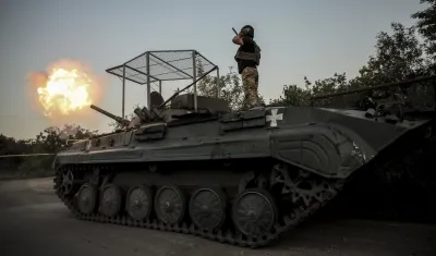 Tanque de guerra en Ucrania.