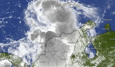 Imagen satelital de cómo se ve la región Caribe en la mañana de este lunes. 