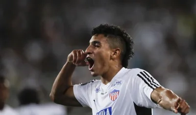 Gabriel Fuentes festeja el gol que le marcó a Botafogo, en Copa Libertadores. 