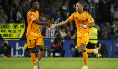 Vinicius y Kylian Mbappé, los autores de los goles.