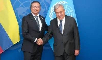 El Presidente Gustavo Petro y el secretario general de la ONU, António Guterres.