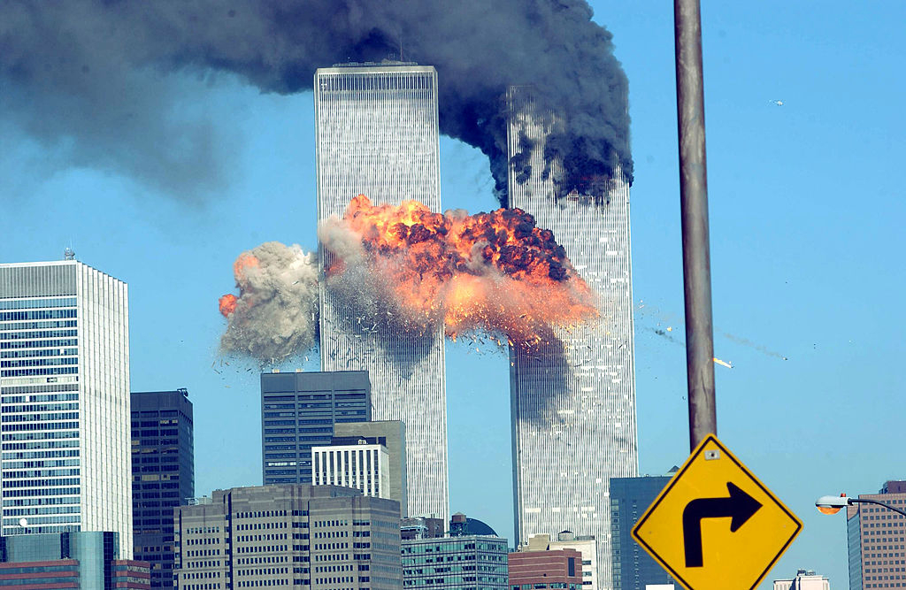 Las torres gemelas envueltas en llamas, tras ser impactadas por los aviones.